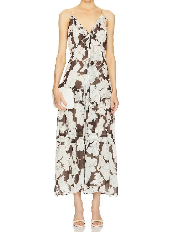 Boa Maxi Dress In Mocha Floral V-neck Maxi Skirt