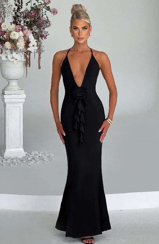 Constantina Maxi Dress - Black Skirt with Slits