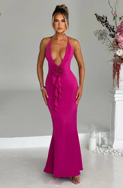 Constantina Maxi Dress - Hot Pink Elegant Long Skirt