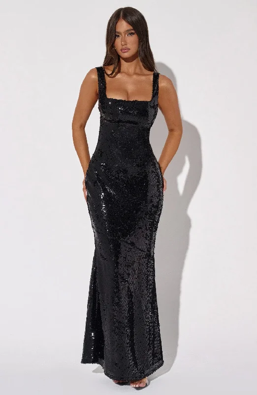 Corinne Maxi Dress - Black Button-down Maxi Skirt