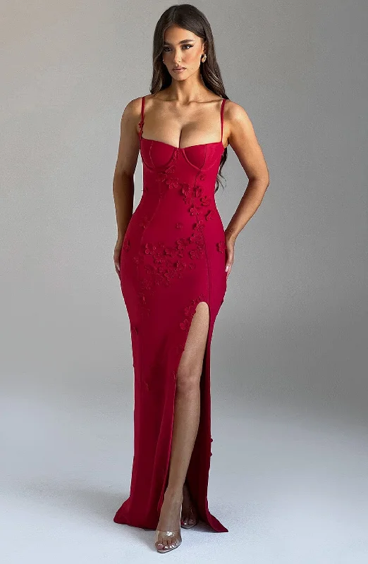 Dalary Maxi Dress - Red Lined Elegant Maxi Skirt