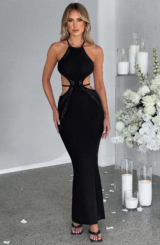 Delia Maxi Dress - Black Printed Maxi Skirt