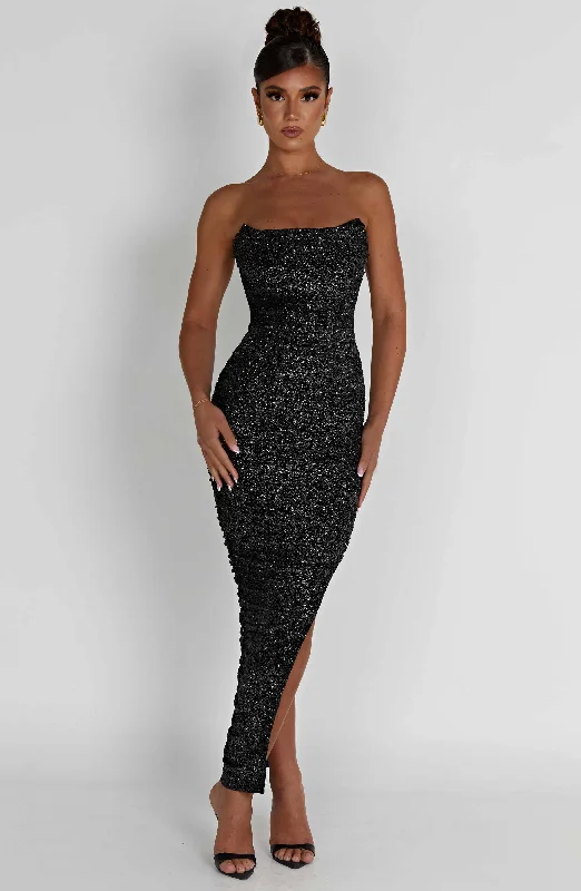 Demi Maxi Dress - Black Sparkle Black Maxi Skirt