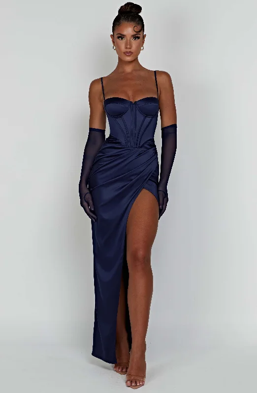 Despina Maxi Dress - Navy Button-up Maxi Skirt