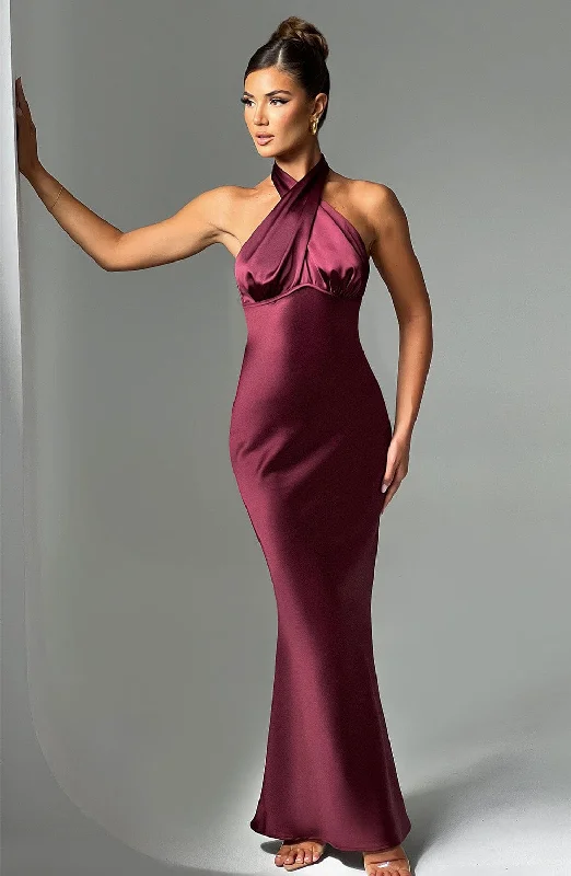 Dimitra Maxi Dress - Burgundy Casual Long Skirt