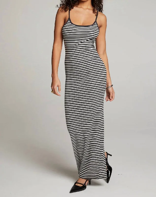 Emma Maxi Dress In Punk Stripe Velvet Maxi Skirt