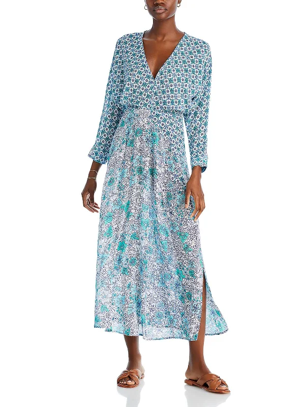 Ilona Womens Floral Dolman Sleeve Maxi Dress Lace Maxi Skirt