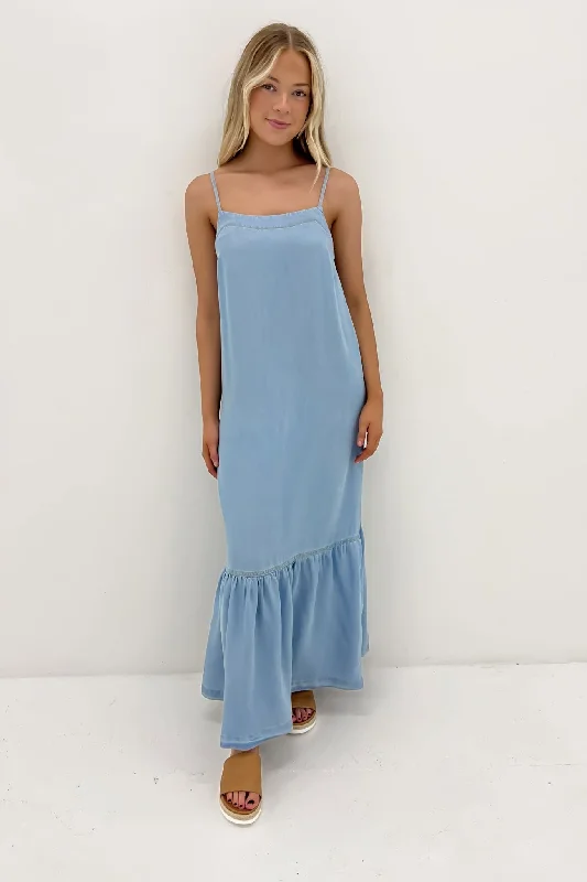 Mason Maxi Dress Denim Satin Maxi Skirt