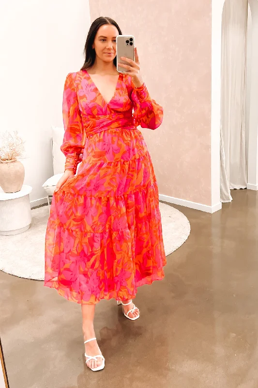 Mayes Maxi Dress Pink Orange Maxi Skirt Collection