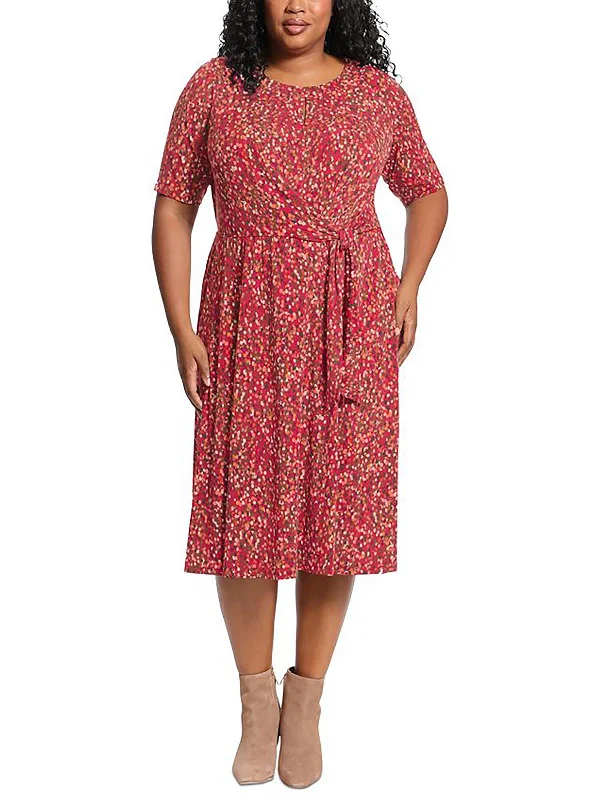 Plus Womens Keyhole Long Shift Dress Floral Maxi Skirt