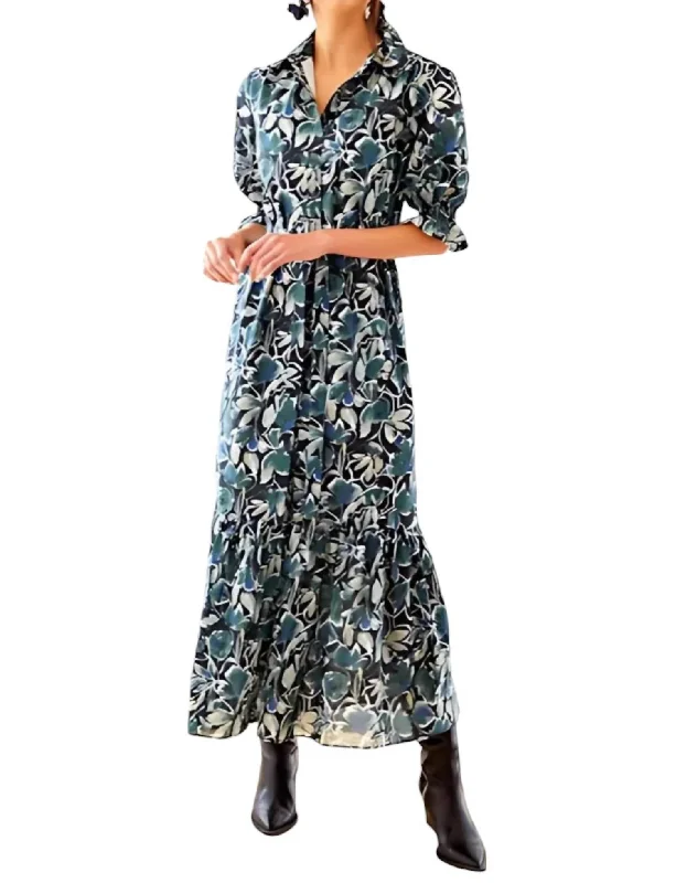 Sienna Maxi Dress In Wintergreen Foliage Slim-fit Maxi Skirt