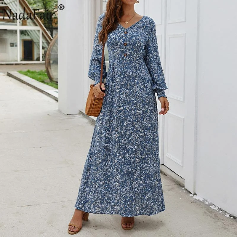 Vintage Floral Maxi Dress Summer A-Line High Waist Lantern Sleeve Spring Long Elegant Retro Boho Dress Cozy Maxi Skirt