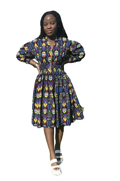 African Midi knee Length dress, African Print. Fitted Midi Skirt