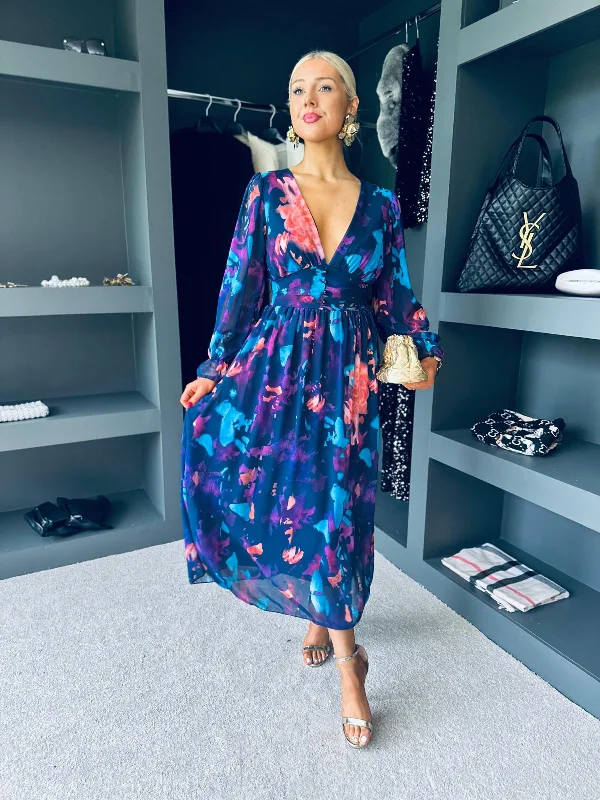 Aubree Banded Midi Dress Navy Chic Midi Skirt
