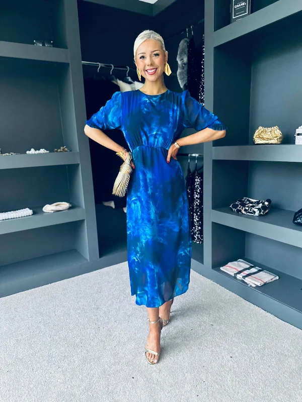 Blaithin Detailed Midi Dress Multi Blue Vintage Midi Skirt