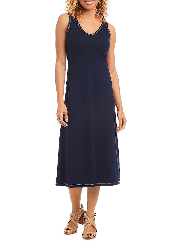 Bridgette Womens Sleeveless Slit Midi Dress Skater Midi Skirt