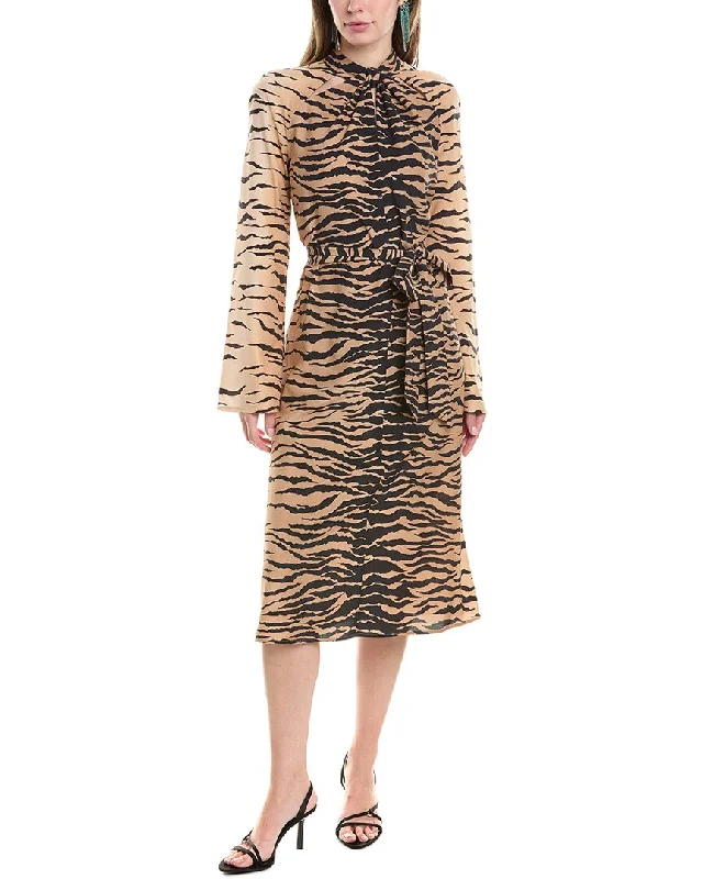 St. John Knotted Silk-Blend Midi Dress Midi Skirt Look