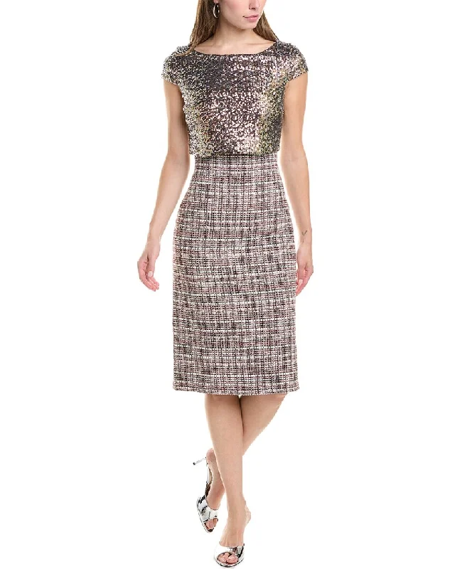 St. John Sequin Popover Tweed Midi Dress Midi Skirt Casual