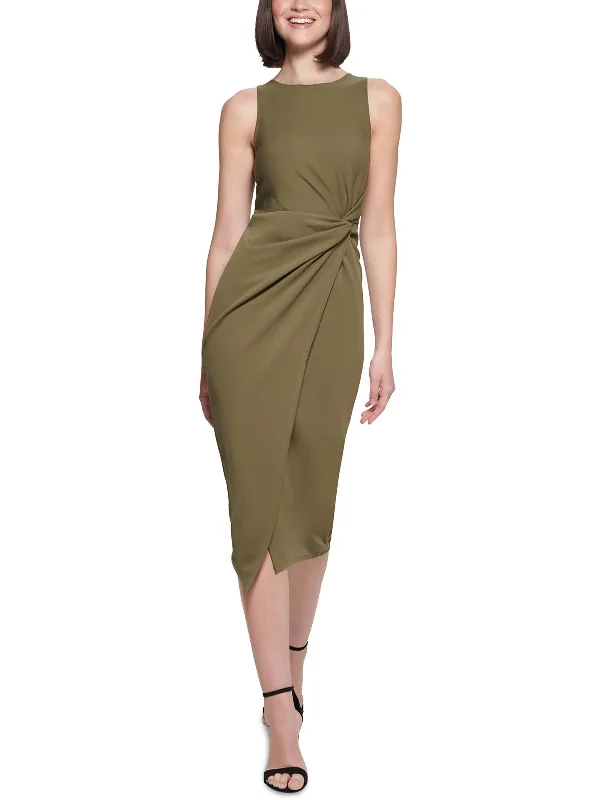 Womens Gathered Midi Bodycon Dress Midi Skirt Fashion