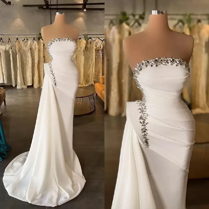 Mermaid Prom Dresses Sleeveless Crystals Beaded Custom Evening Gown Formal Occasion Breathable unclassified dresses