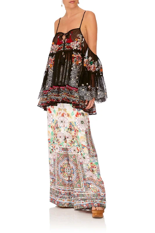 DROP SHOULDER TOP WITH INSERT TIME AFTER TIME A-line unclassified dresses