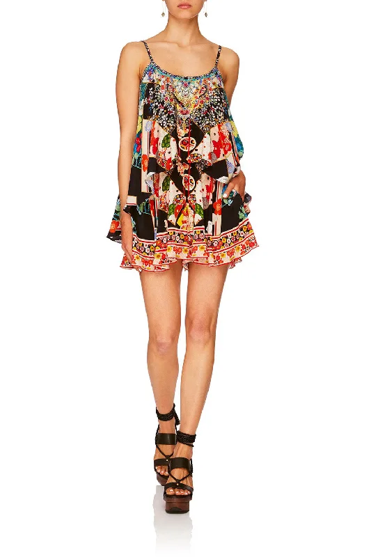 FLARED PLAYSUIT W/OVER LAYER STAR GIRL Neutral tone unclassified dresses