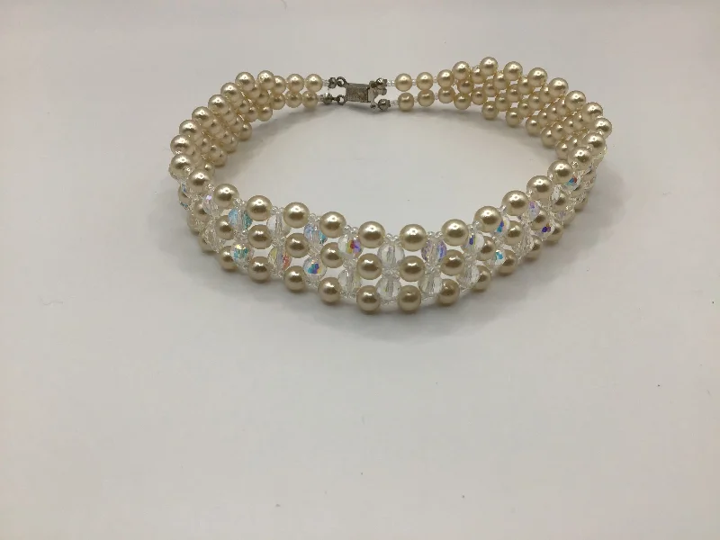Giavan Giavan SCN11D Woven Crystal & Cream Pearl Choker Travel unclassified dresses