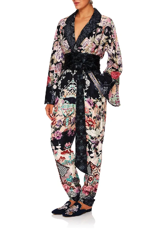 KIMONO SLEEVE JUMPSUIT W/PIPING NIGHTS WITH HER Preppy unclassified dresses