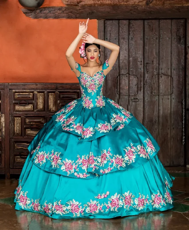 Mexican Quinceanera Dresses Ball Gown Off The Shoulder Satin Tiered Appliques Sweet 16 Dresses 15 Años Festival unclassified dresses