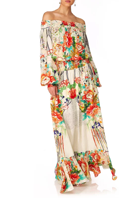 OFF SHOULDER SHIRRED DRESS MS MAIKO Vacation unclassified dresses