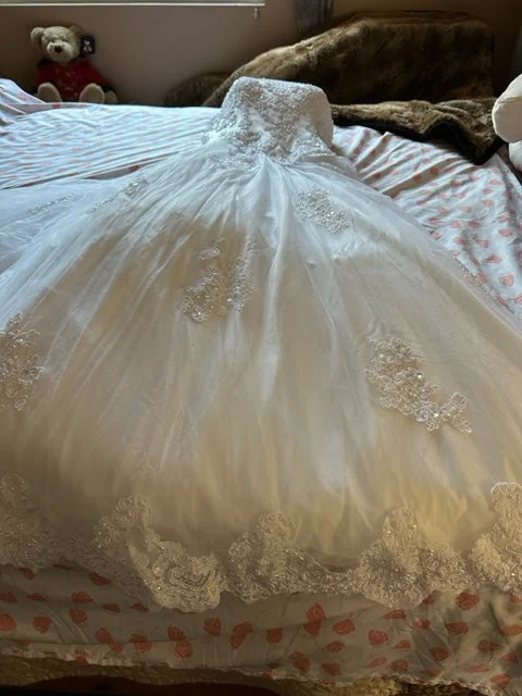 Oleg Cassini Strapless beaded gown and chapel train A-line unclassified dresses