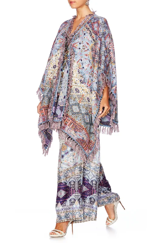 REVERSIBLE KNITTED PONCHO WITH FRINGING TALES OF TATIANA Silk unclassified dresses