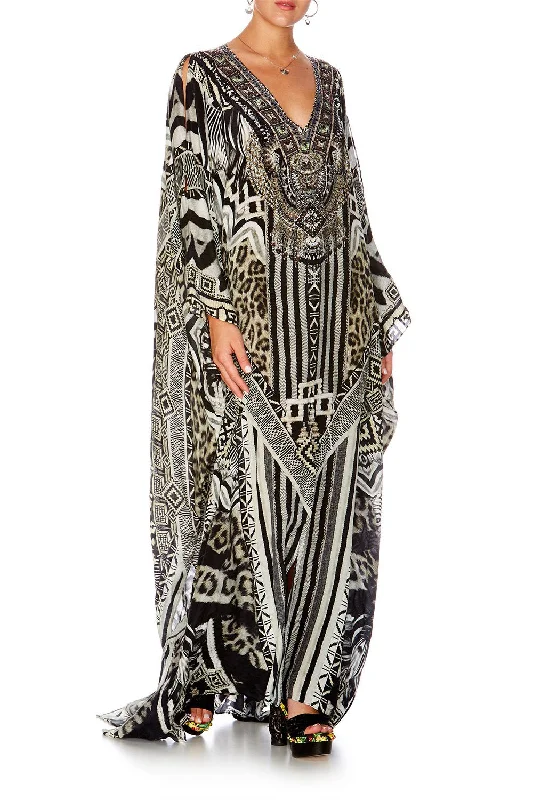 SPLIT FRONT & SLEEVE KAFTAN TRIBAL THEORY Long sleeve unclassified dresses