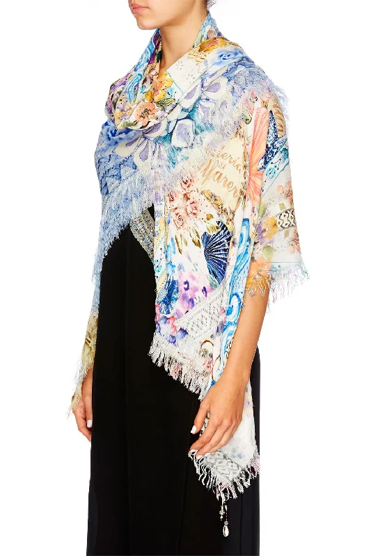 SQUARE RAW EDGE SCARF GIRL NEXT DOOR Everyday wear unclassified dresses