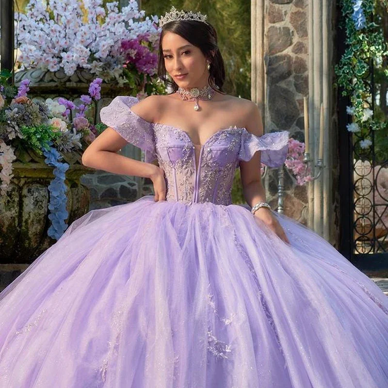 Sweet 16 Lilac Quinceanera Dresses Off Shoulder Beads Ruched Ball Gown Dress Prom Gowns Vestido De 15 Anos Quinceanera Short unclassified dresses Sweet 16 Lilac Quinceanera Dresses Off Shoulder Beads Ruched Ball Gown Dress Prom Gowns Vestido De 15 Anos Quinceanera Short unclassified dresses
