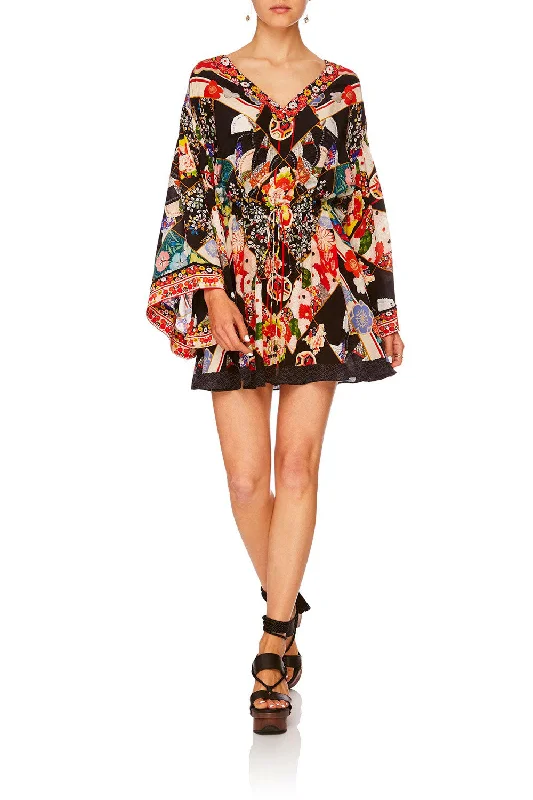 V-NECK WIDE SLEEVE DRESS STAR GIRL Mesh unclassified dresses