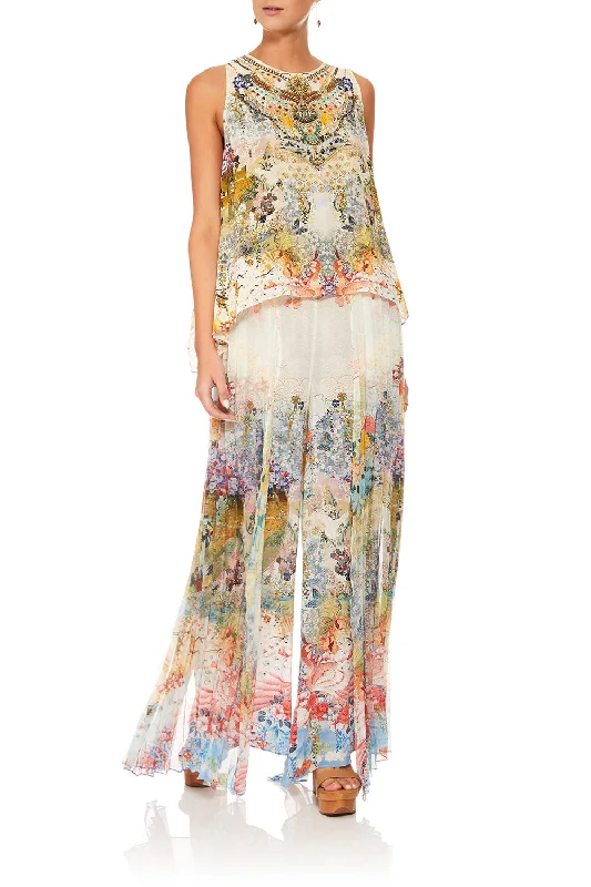 WIDE LEG PANT WITH PLEAT OVERLAY LADY LABYRINTH Neutral tone unclassified dresses