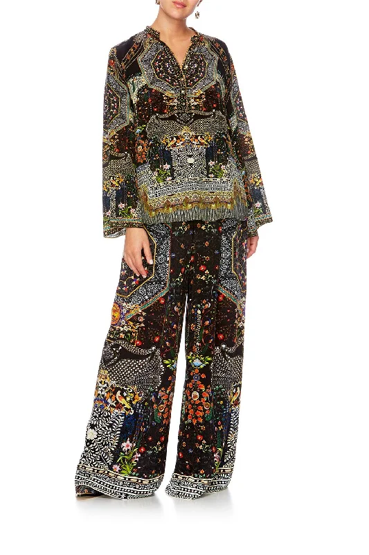 WIDE SLEEVE BUTTON UP BLOUSE BEHIND CLOSED DOORS Beaded unclassified dresses