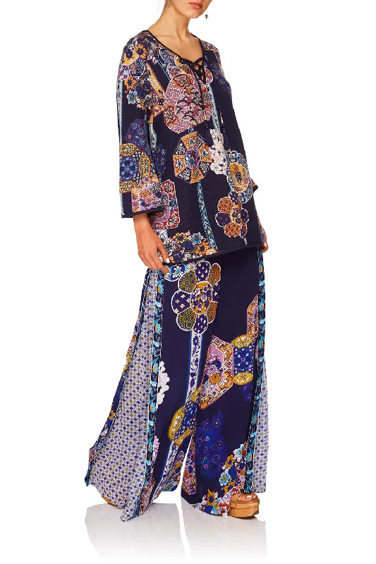 WIDE SLEEVE KNIT WITH TIE FRONT STAR GAZER Cotton unclassified dresses