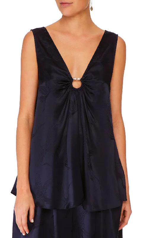WIDE STRAP U-RING TOP SOLID NAVY Bodycon unclassified dresses