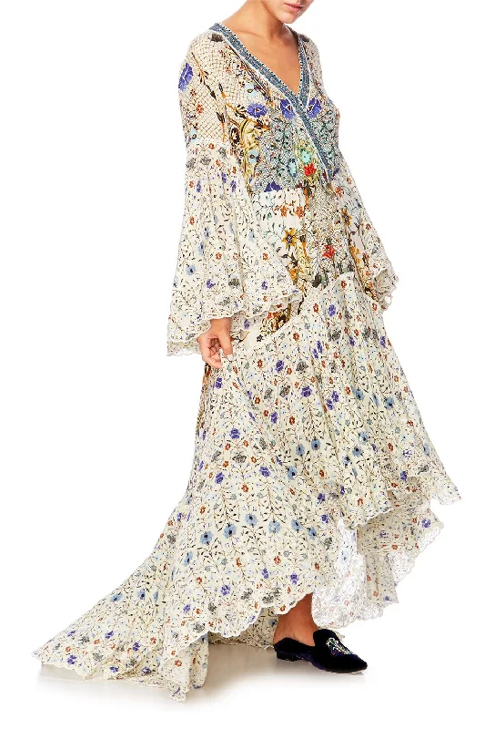 WRAP DRESS WITH BELL SLEEVES THE BUTTERFLY EFFECT Lace unclassified dresses