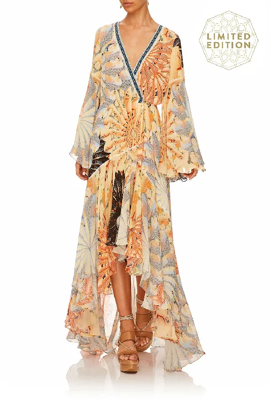 WRAP DRESS WITH BELLE SLEEVES FOR THE FANS Striped unclassified dresses